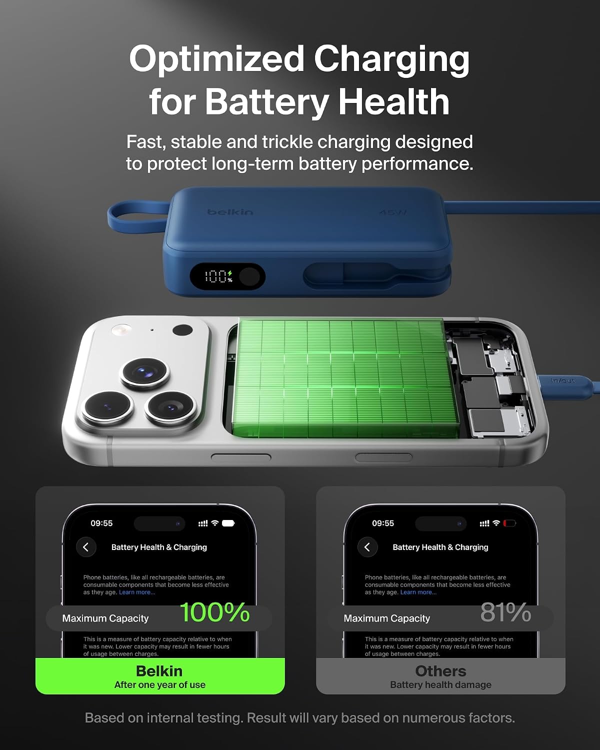 Belkin 10000mAh 45W Cargador portátil Power Bank con cable USB C in...