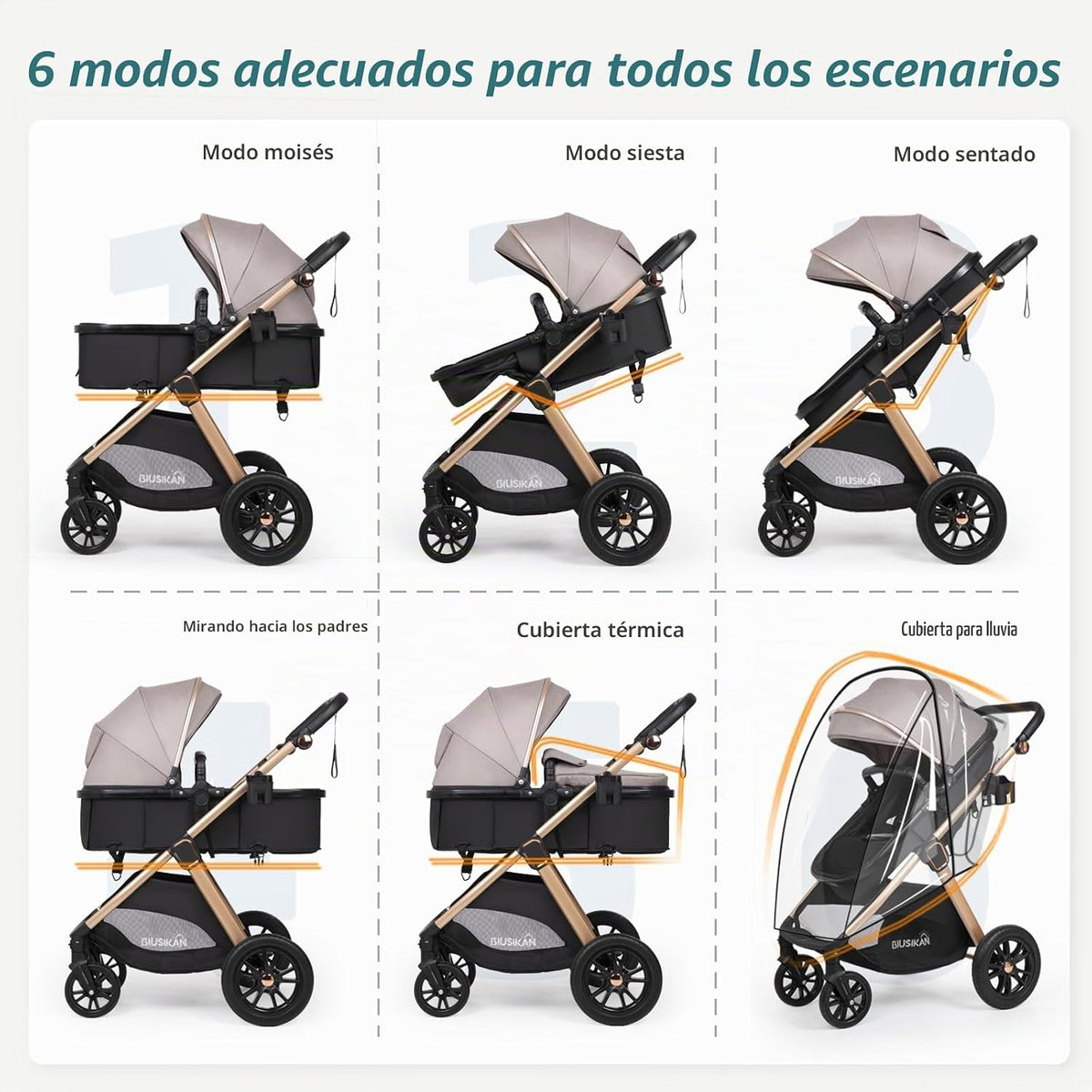Cochecito convertible 6 en 1 para bebé con modo de cuna - Cochecito...