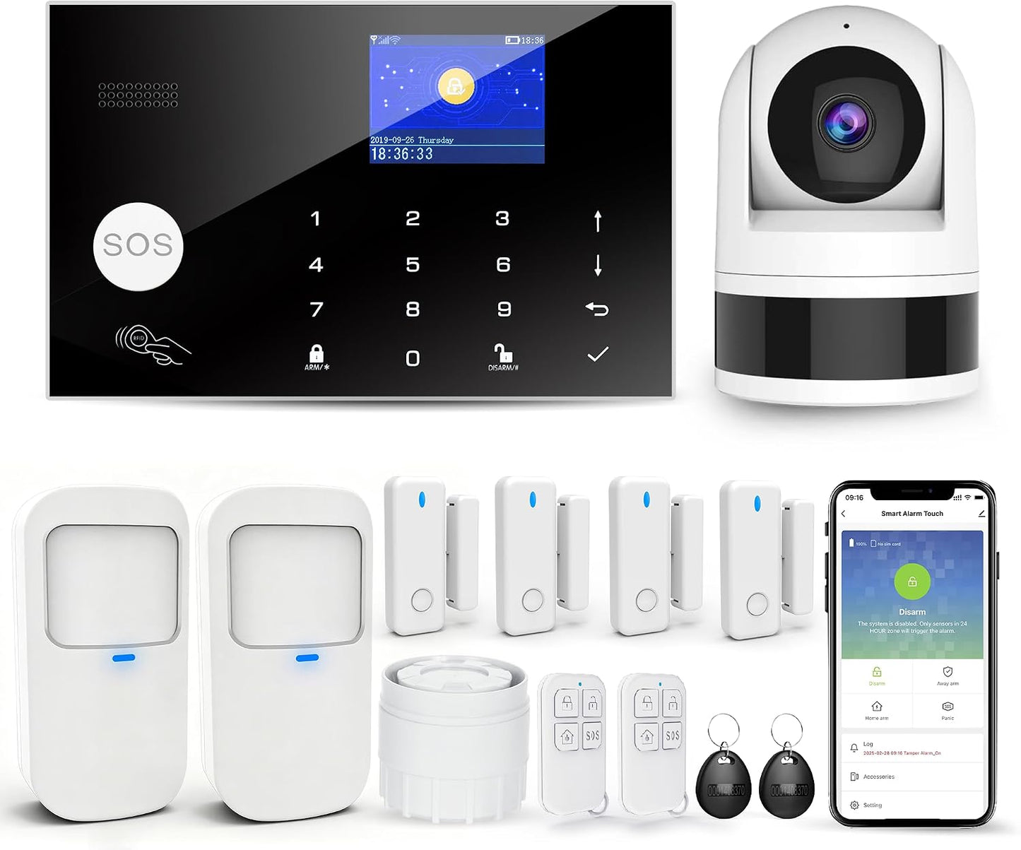 Sistema de seguridad para el hogar con cámara, kit de alarma WiFi +...