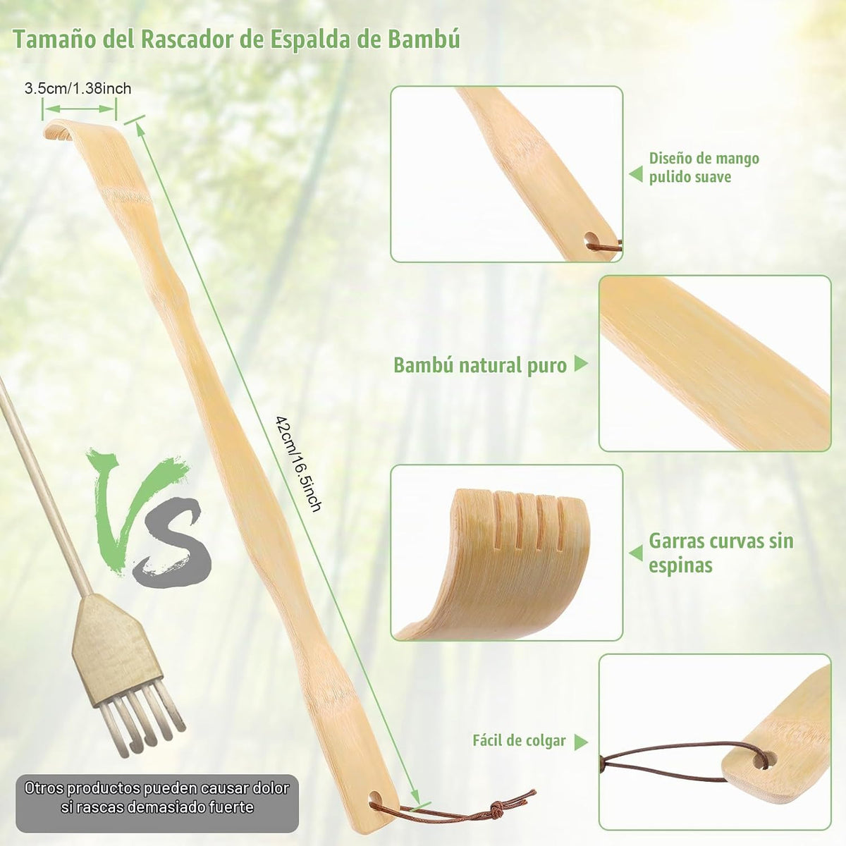 HOFASON Paquete de 3 Rascadores de Espalda de Bambú de Madera para...