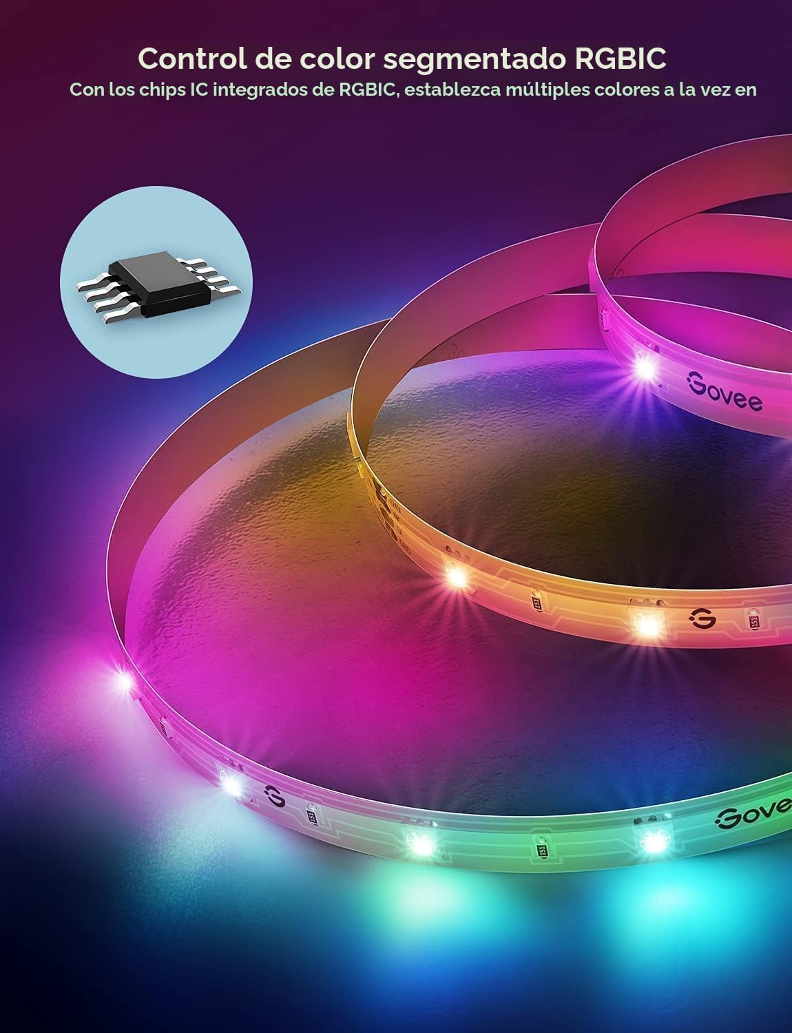 Govee RGBIC - Tira de luz LED Alexa de 32.8 pies, luces LED intelig...