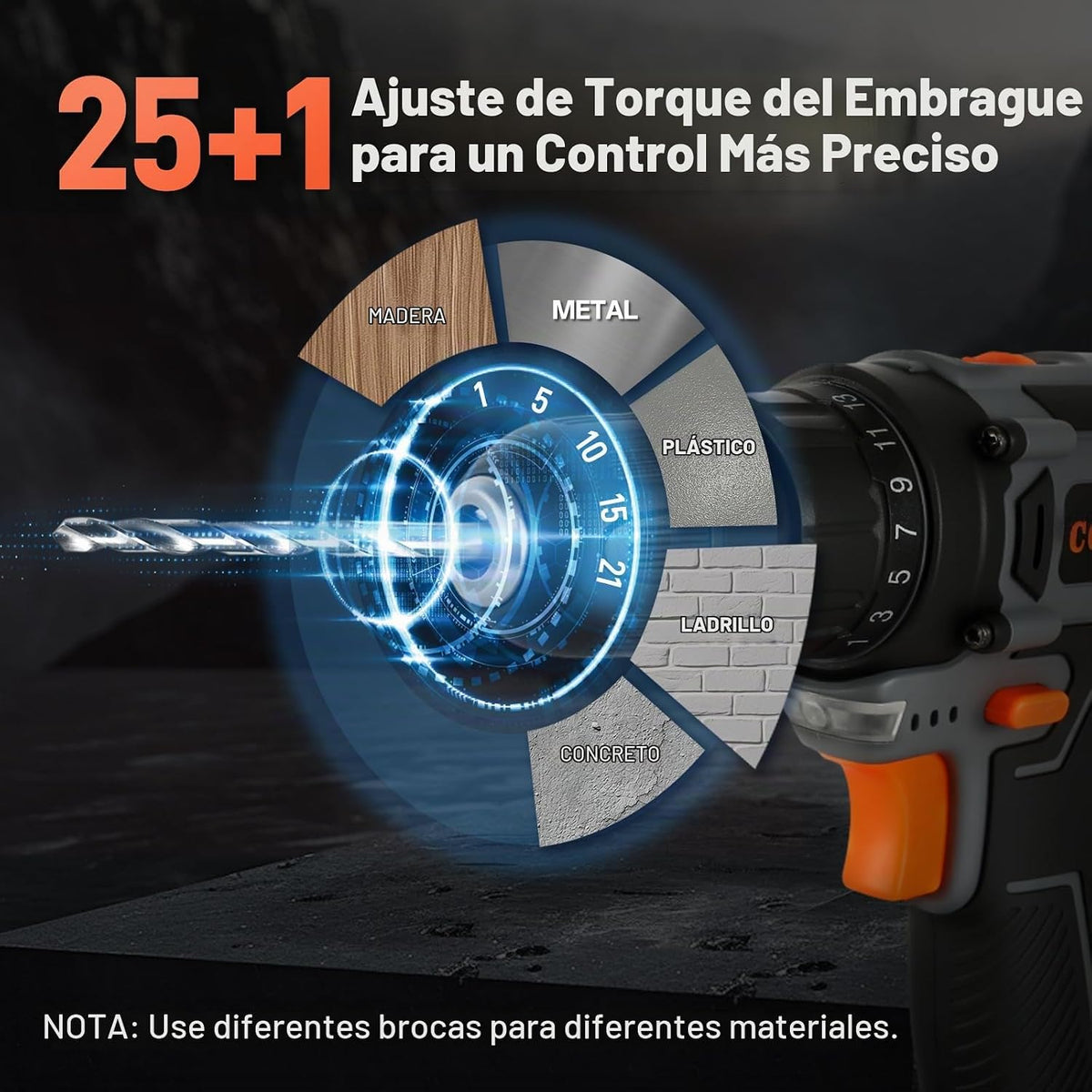 COMOWARE Juego de taladro inalámbrico, juego de taladro eléctrico d...