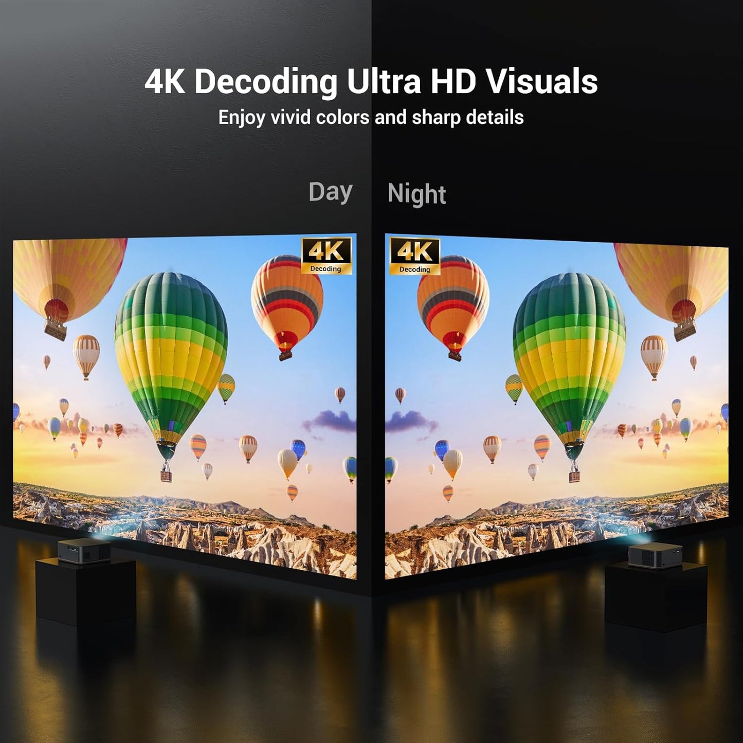 Proyector de decodificación ANSI 4K 2000 con WiFi y Bluetooth, cine...