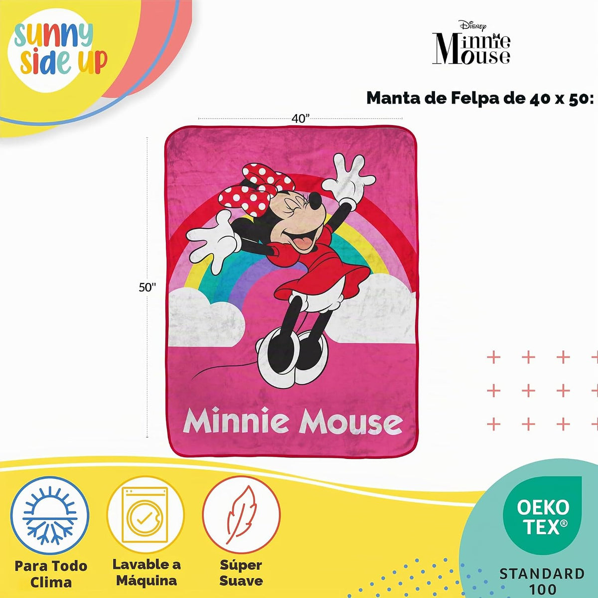 Sunny Side Up - Manta de felpa de Minnie Mouse de Disney para viaje...