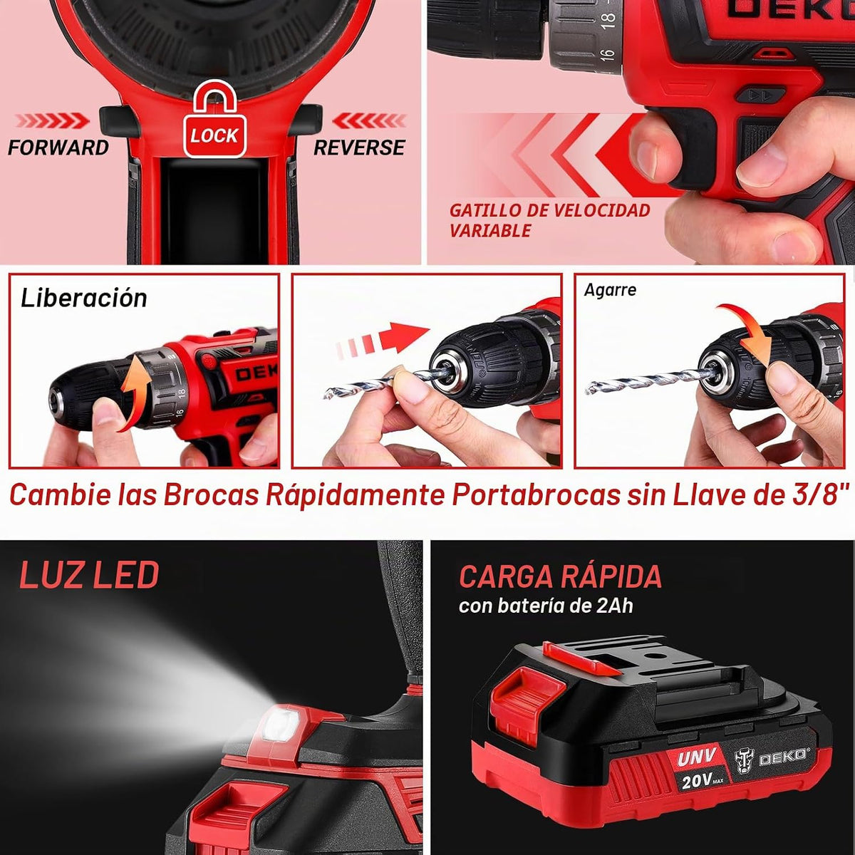 Kit de herramientas de taladro rojo: juego de taladro eléctrico ina...