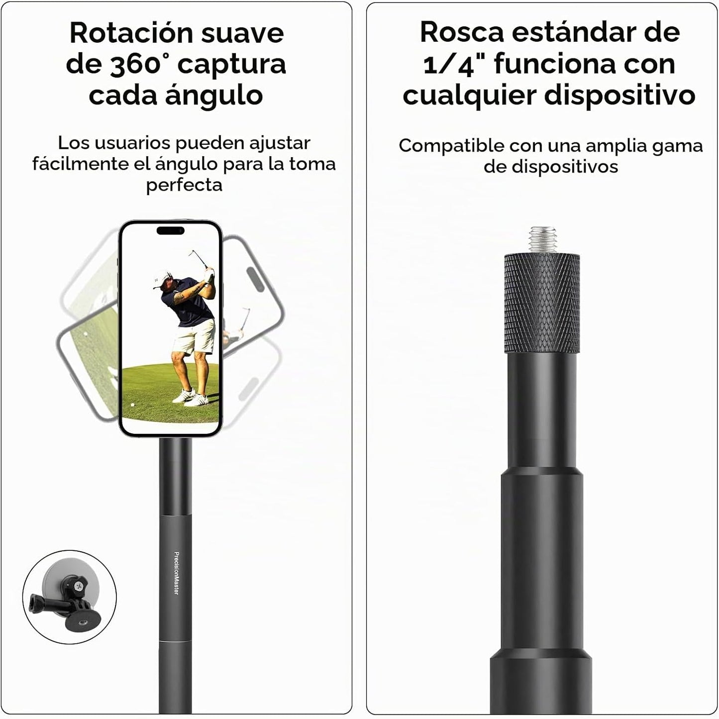 PrecisionMaster Trípode de golf y monopie, palo magnético de pelícu...