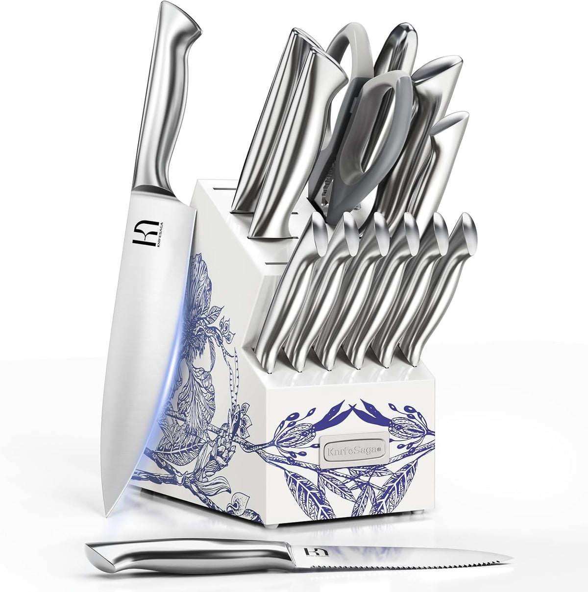 Juego de cuchillos de cocina KnifeSaga - Juego de bloque de cuchill...