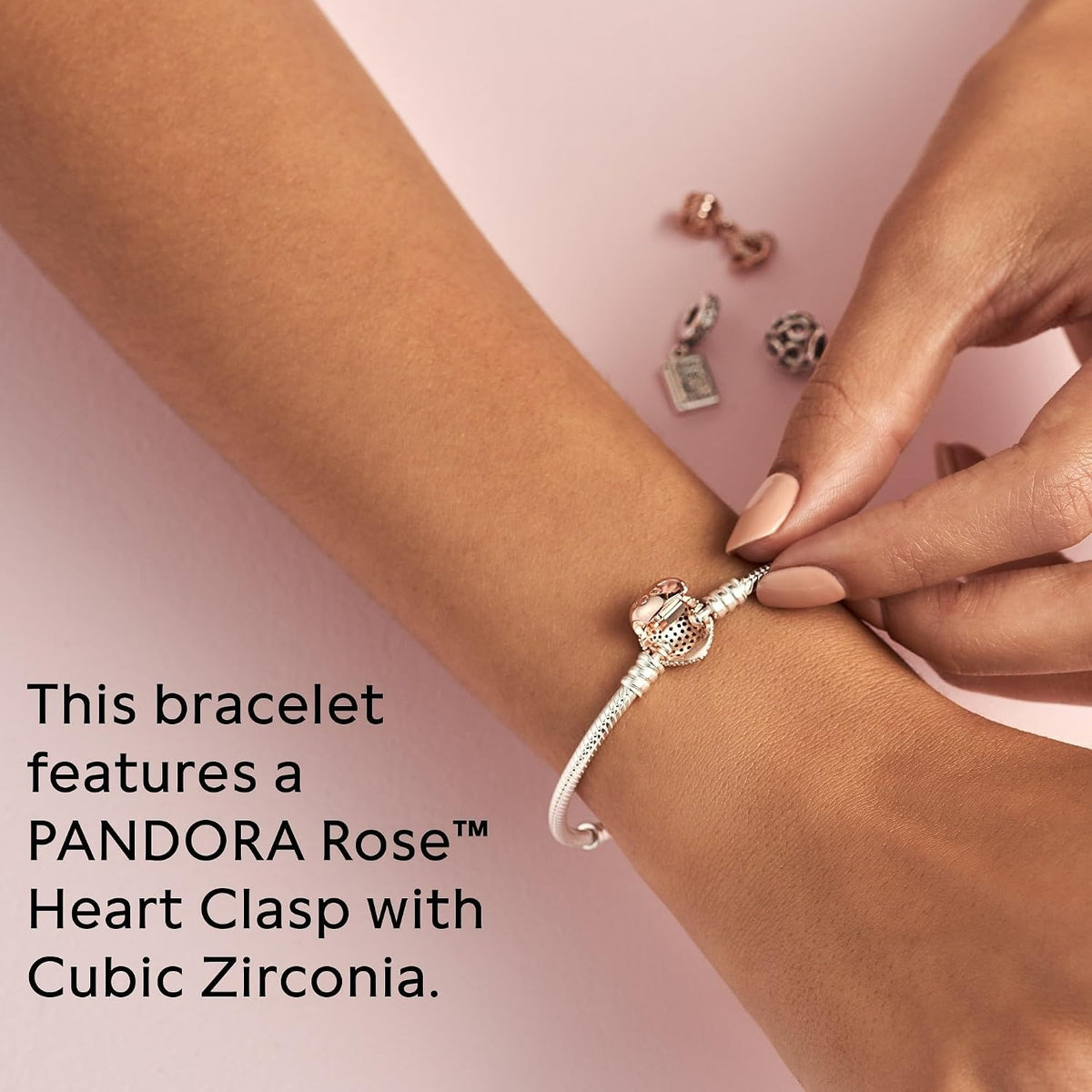 Pulsera de cadena de serpiente con cierre de corazón brillante de P...