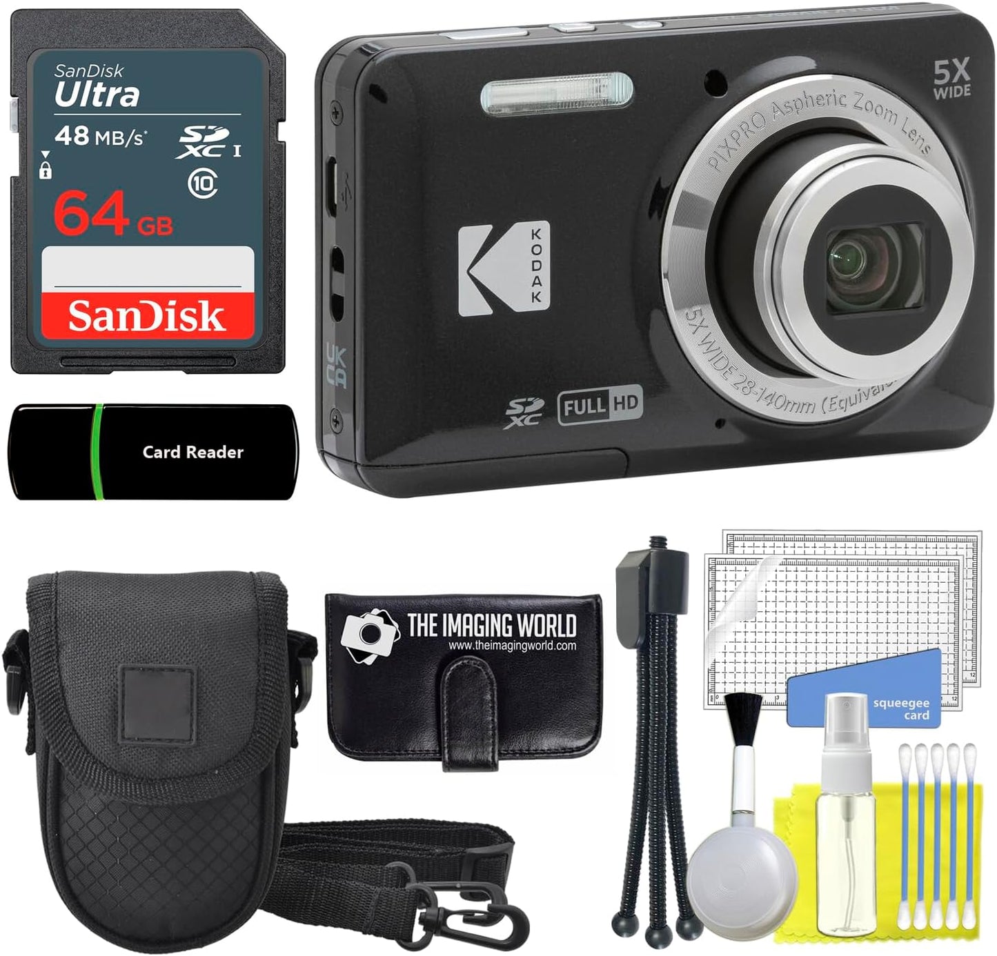 Kodak PIXPRO FZ55 - Cámara digital negra de 16 MP con zoom óptico 5...