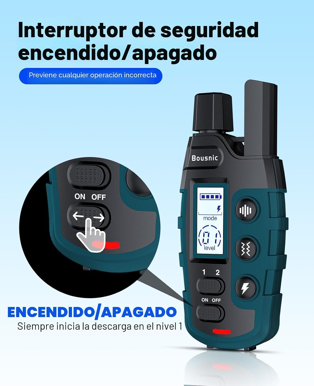 Collar de Descarga para Perros Bousnic - Collar de Entrenamiento de...