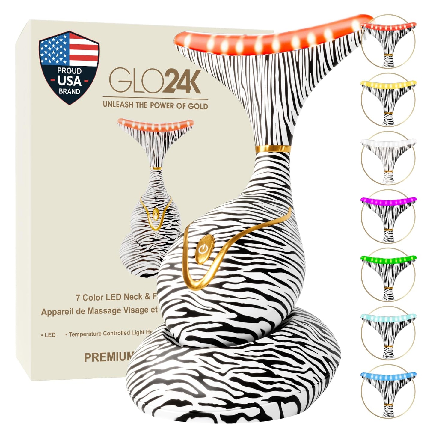 GLO24K - Dispositivo de belleza de luz roja para cara y cuello, her...