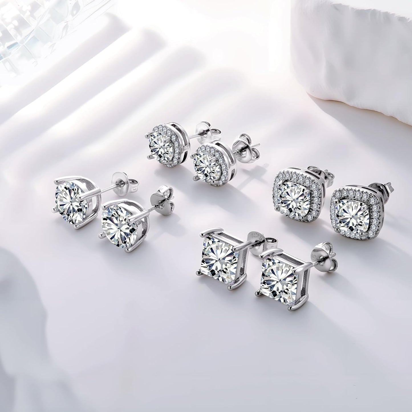 ALEXCRAFT Aretes de tuerca de plata de ley para mujeres y niñas, ci...
