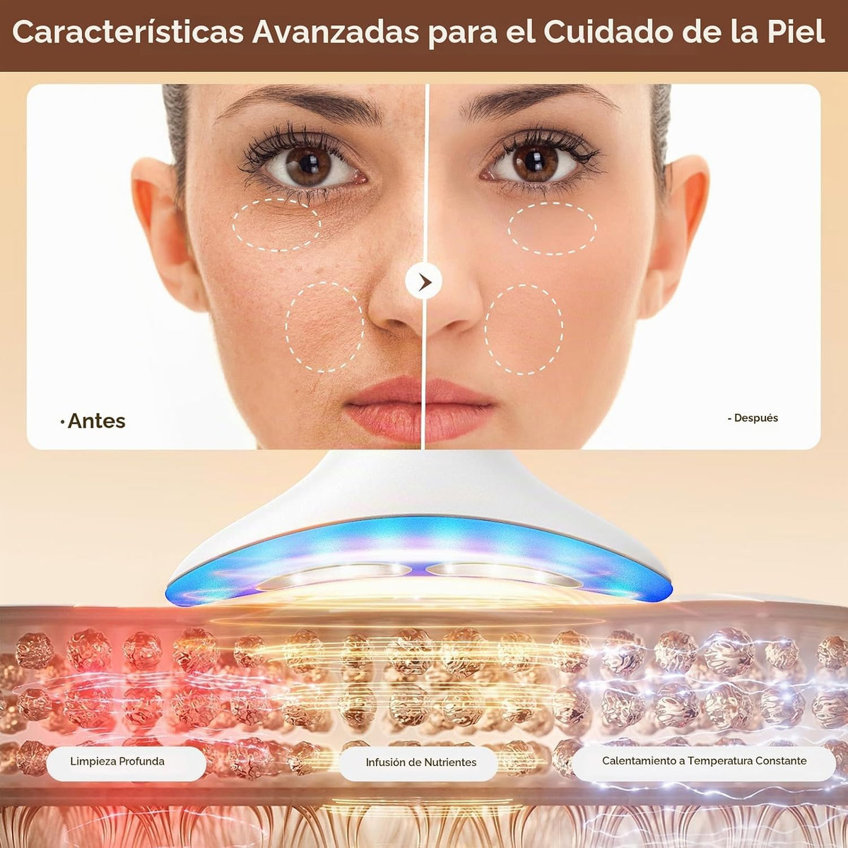 RNAIX Masajeador facial de cuello portátil, calor y vibración a tem...