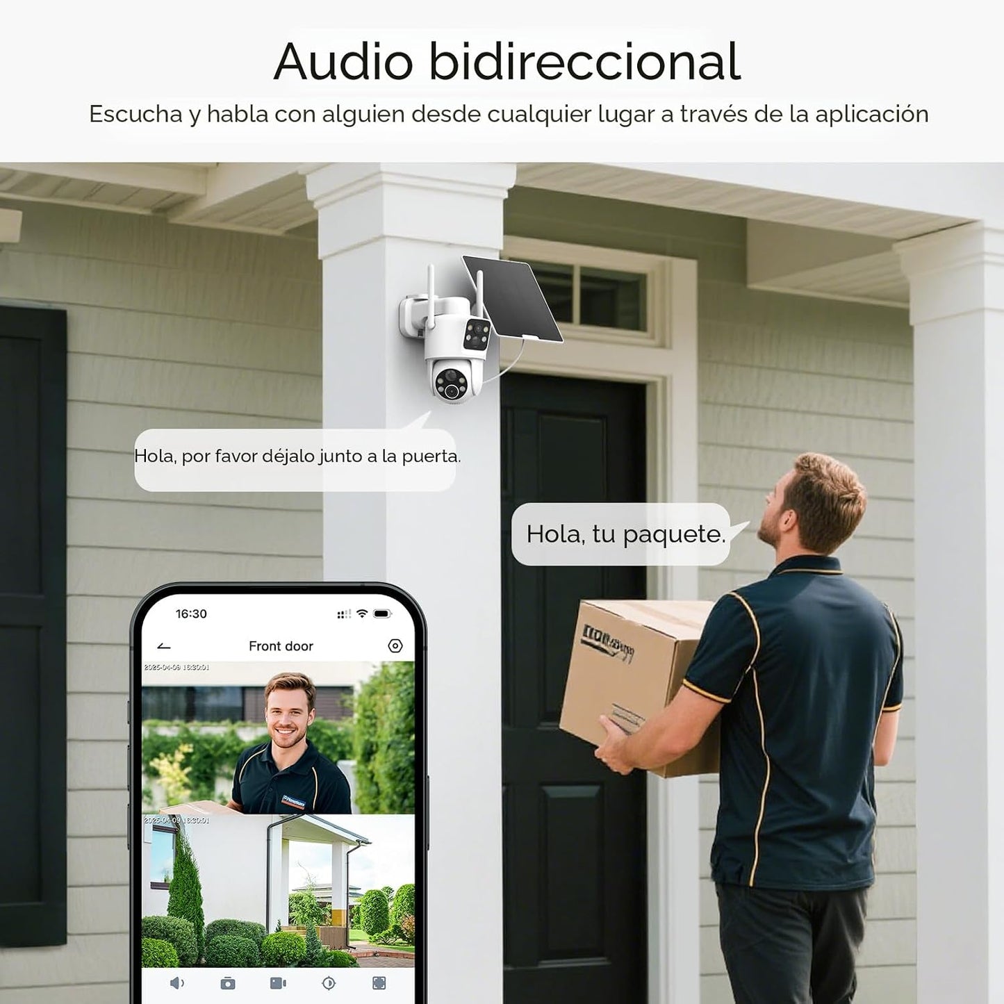 TKENPRO Cámaras de seguridad solar de doble lente inalámbricas para...