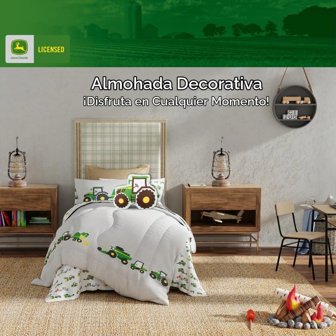 John Deere Trailer Tractor Kids Bedding Almohada Decorativa de Felp...