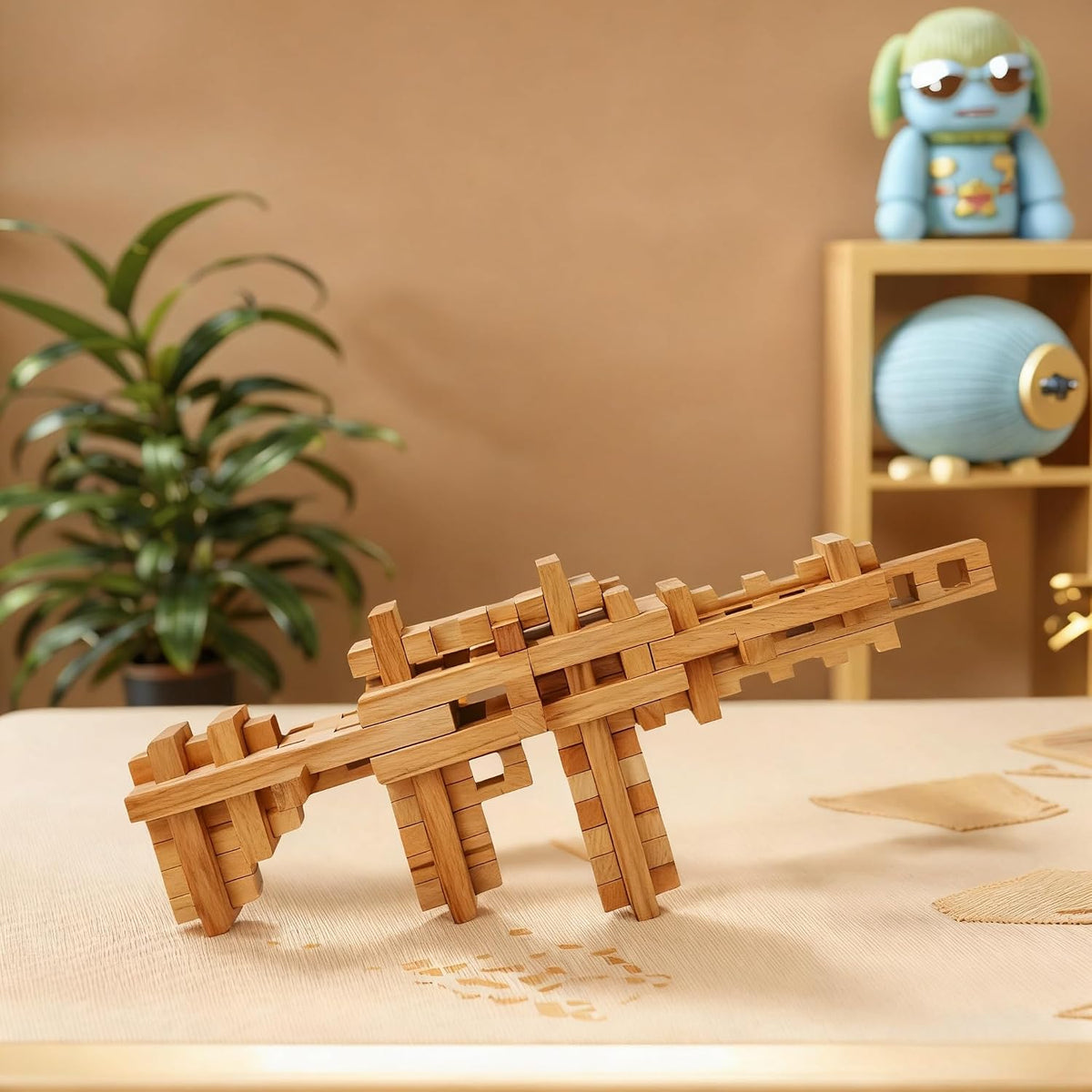 GLCforever Bloques de construcción de madera STEM, estilo pistola d...