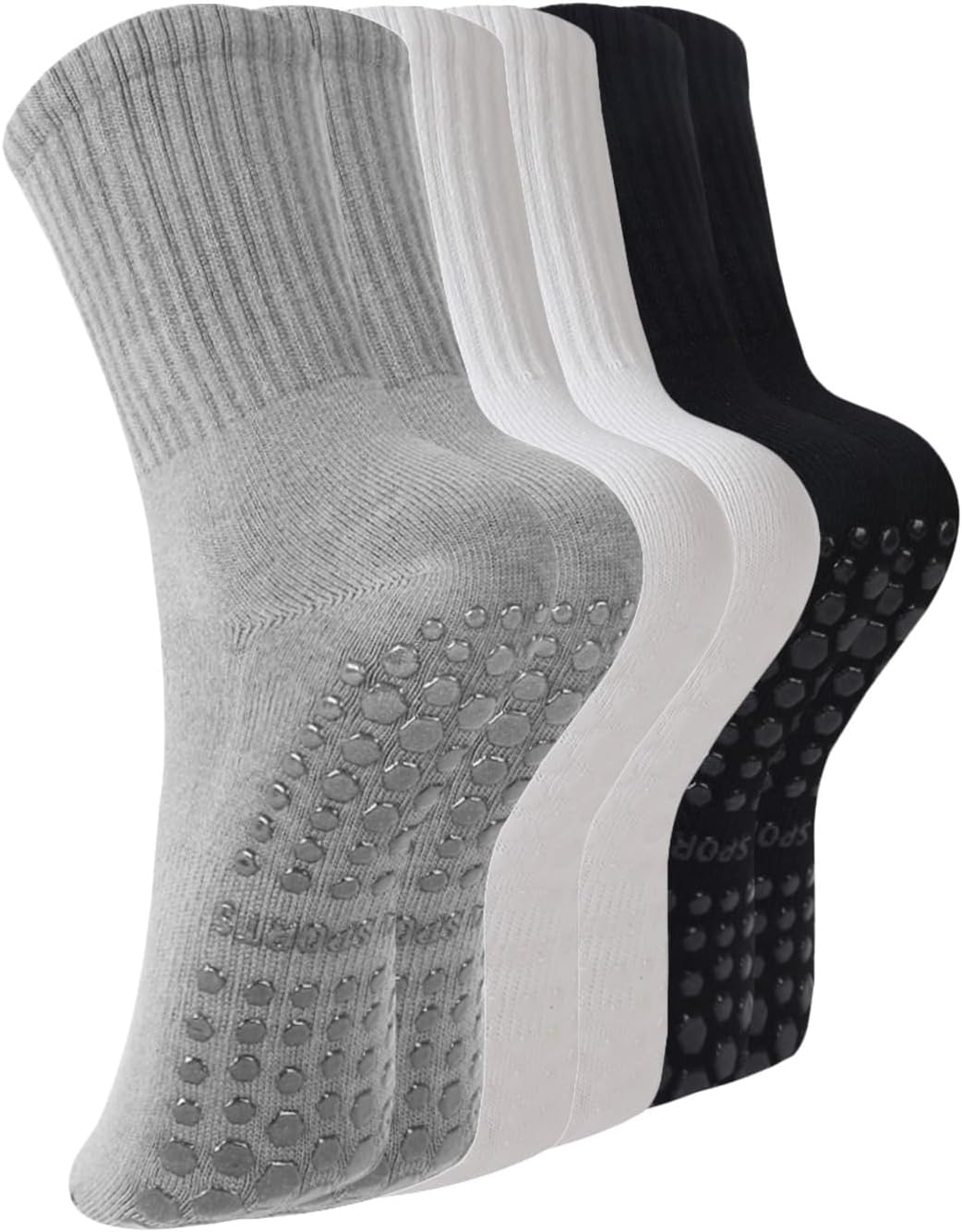 BONANGEL Calcetines de pilates con agarre para mujer, 3 pares de ca...