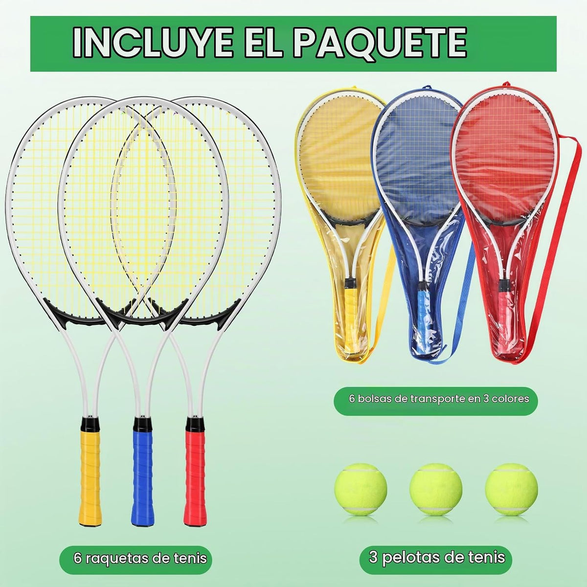 Motionchic - Juego de 6 raquetas de tenis para adultos recreativos...