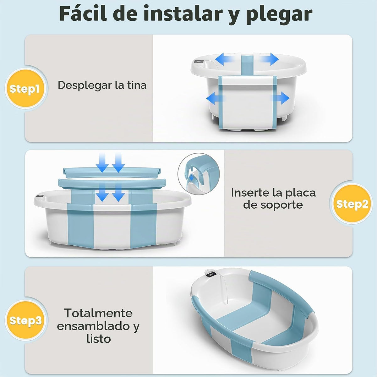 Bañera plegable para recién nacidos a niños pequeños de 0 a 36 mese...