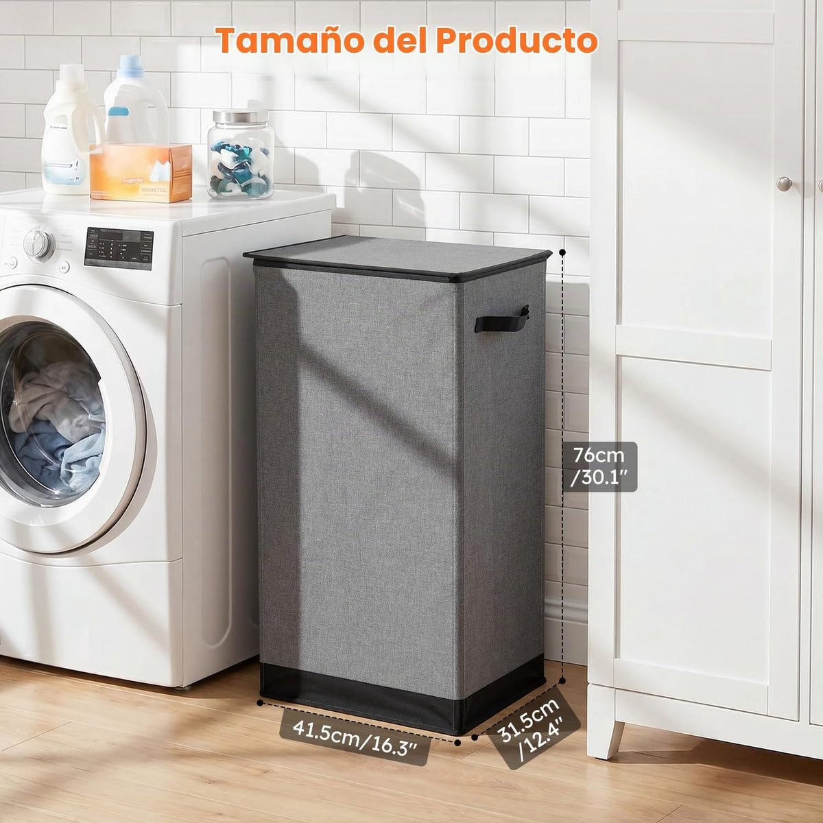 Solidi - Cesta para ropa sucia con tapa (100 litros), plegable, gra...