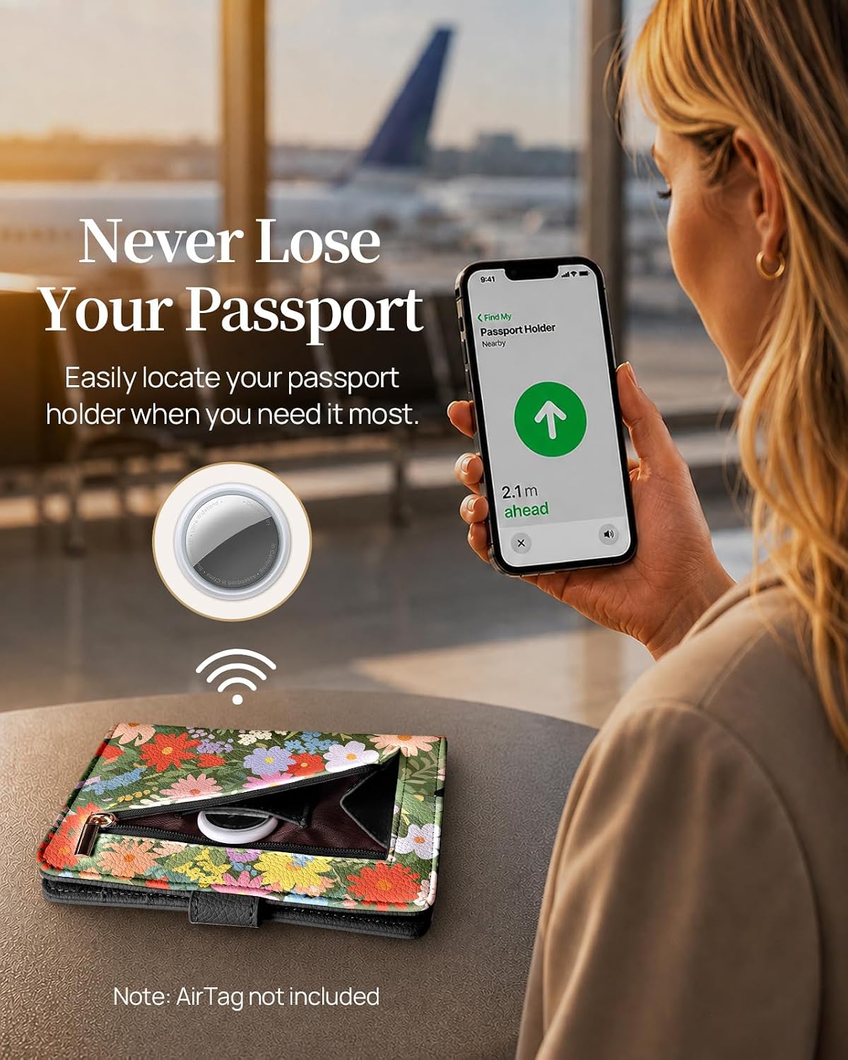 Slohif Elegante soporte para pasaporte con bloqueo RFID con ranura...