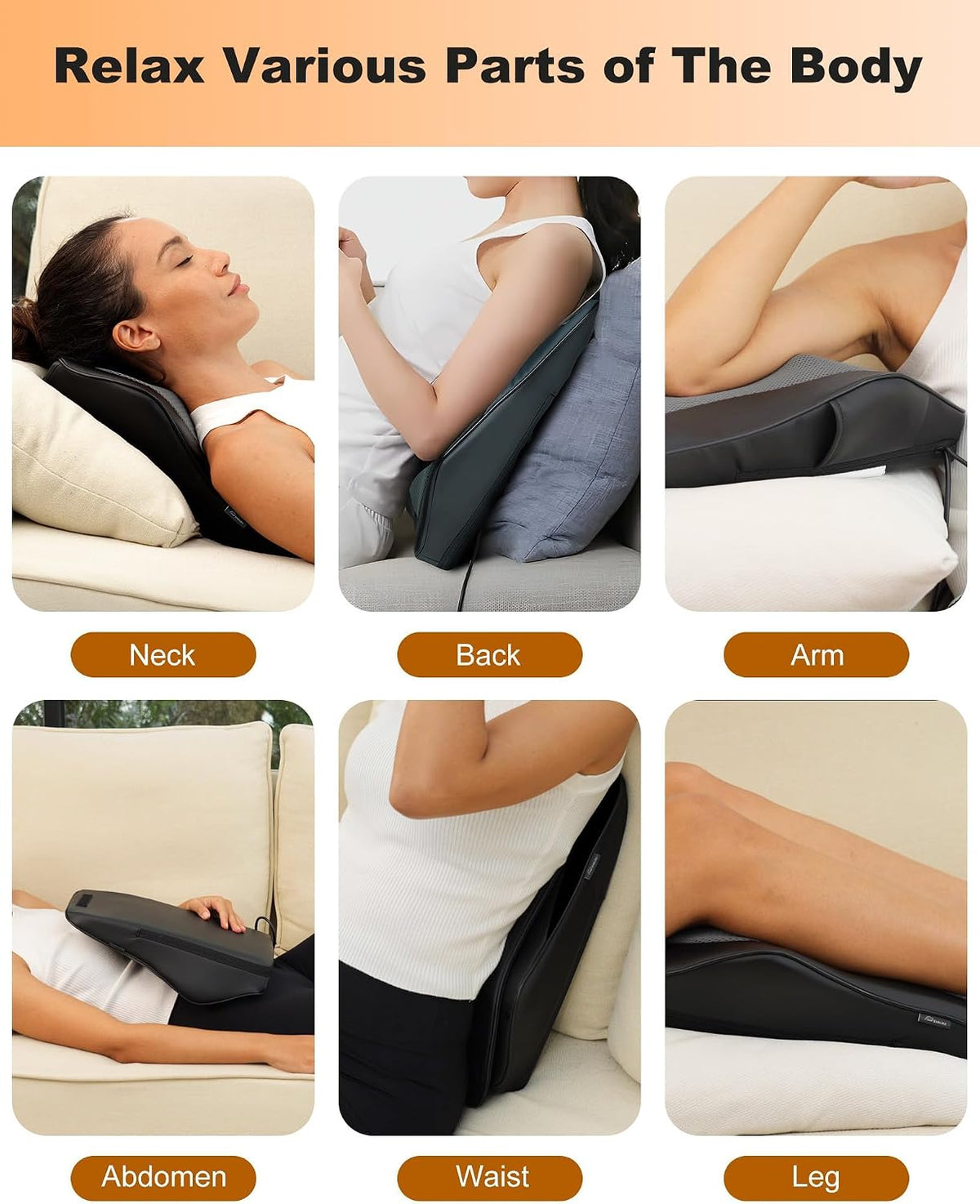Snailax Shiatsu Masajeador de espalda con calor, almohada de masaje...