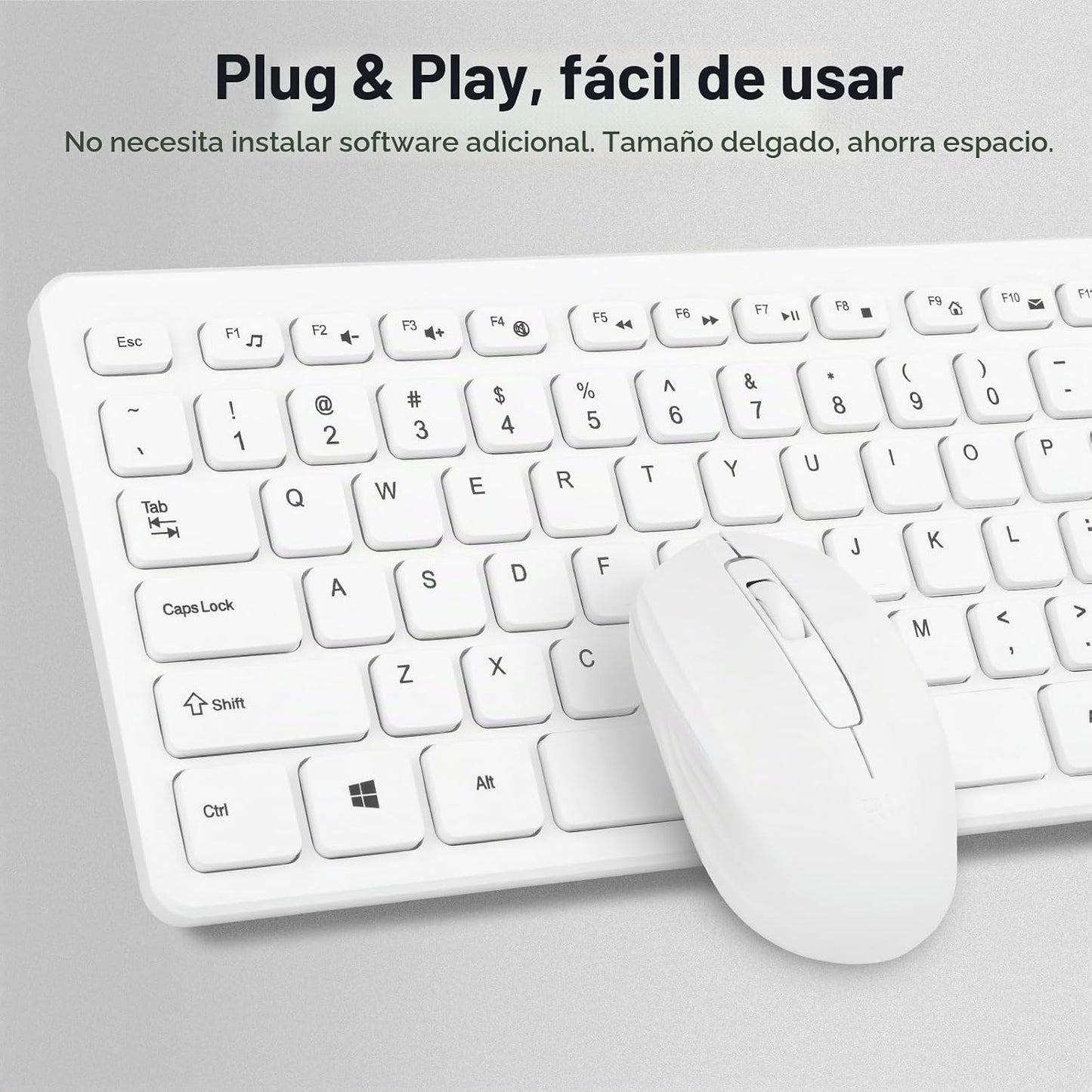 Rii Combo de teclado y mouse inalámbricos, juego de PC de oficina e...