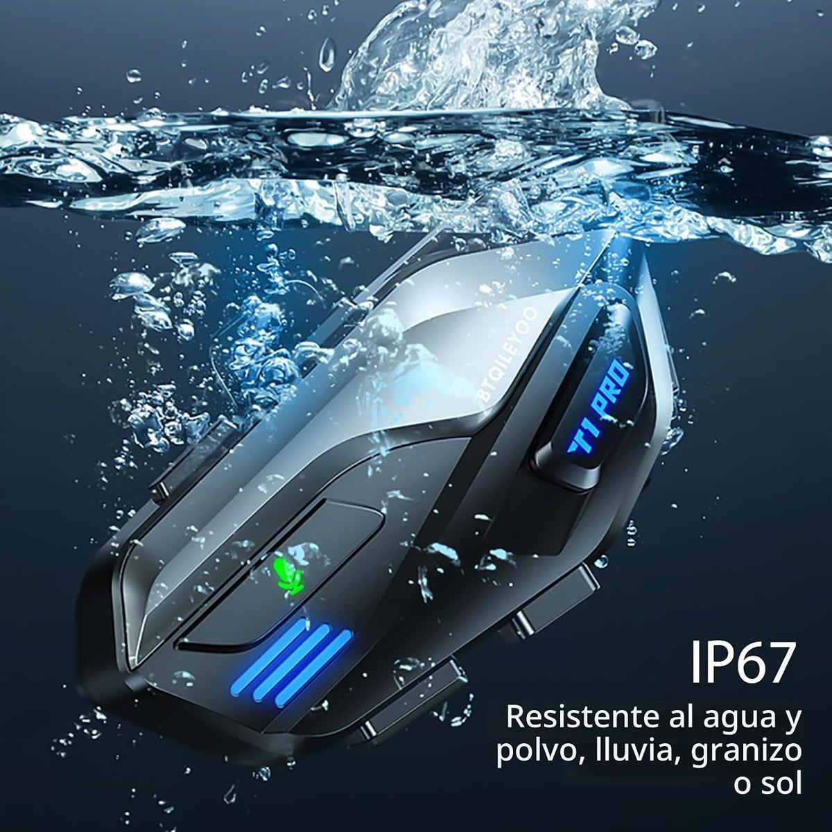 BTQILEYOO - Auriculares Bluetooth para motocicleta, T1PRO Bluetooth...