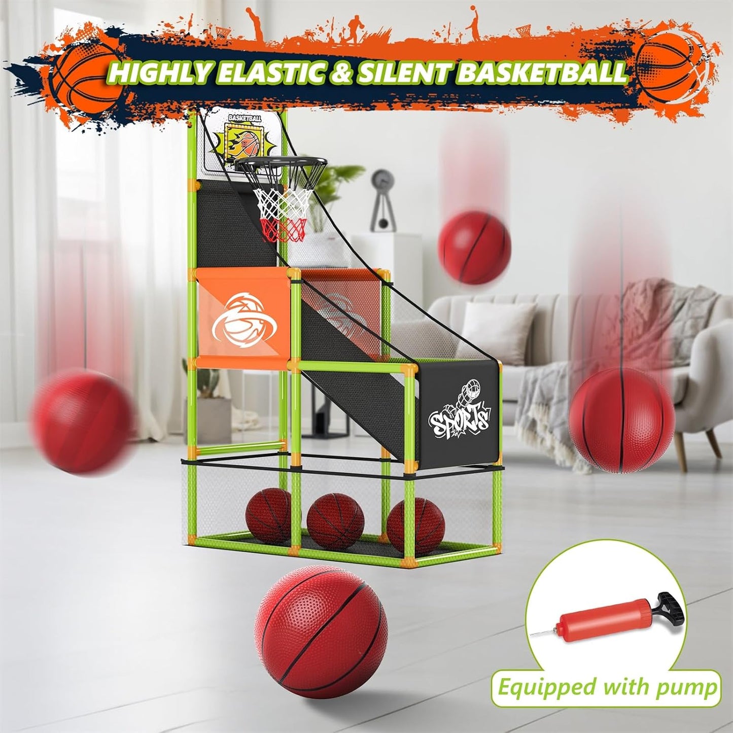 Juego de baloncesto arcade con marcador electrónico y luz LED: jugu...