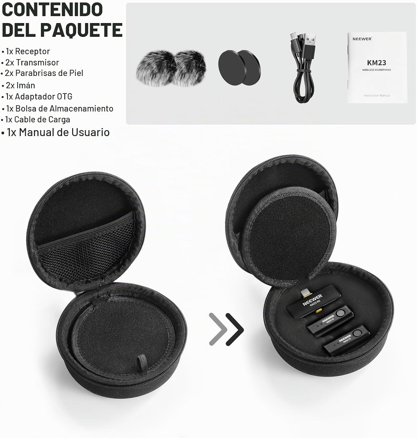 NEEWER Micrófono Lavalier Inalámbrico para iPhone Android Tablet PC...