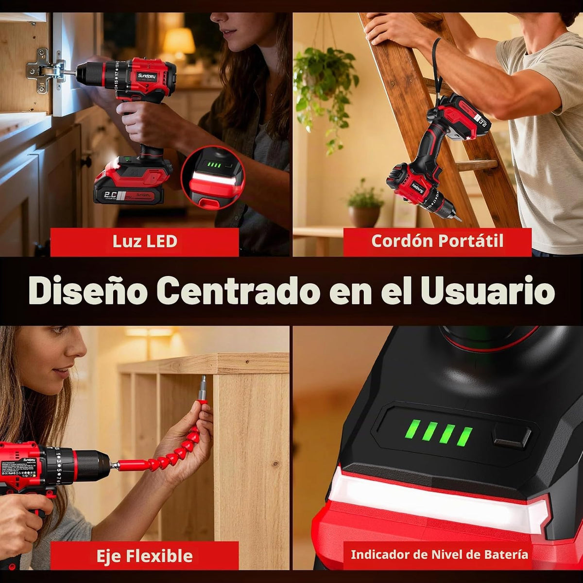 Sundpey Juego de taladro eléctrico inalámbrico \u2013 620 libras 23...