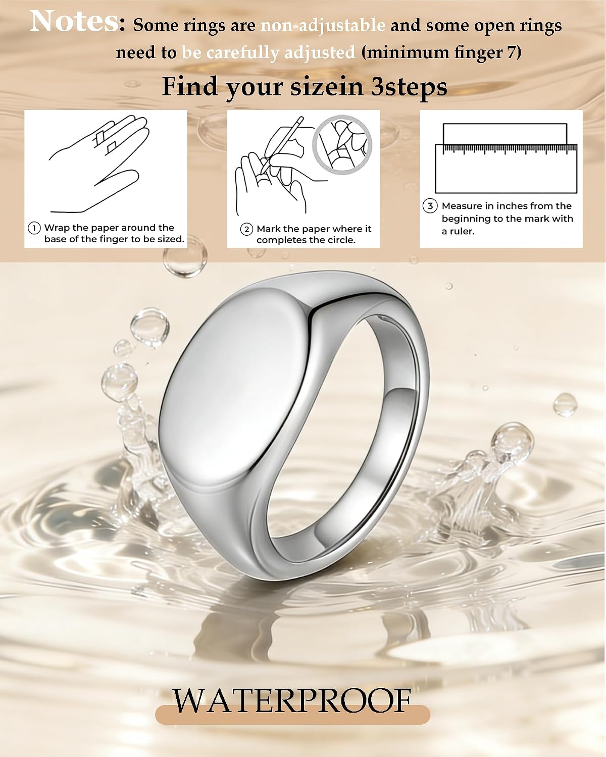 ZHESHY Anillos gruesos de oro para mujer, sin deslustre, chapados e...