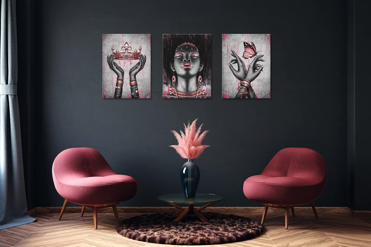 Visual Art Decor Arte de pared afroamericano rosa y gris, decoració...