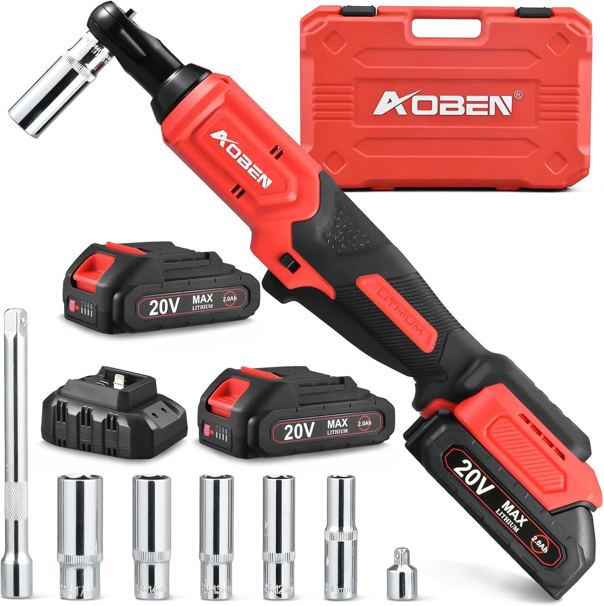 AOBEN Kit de llave de trinquete inalámbrica de 20 V, 3\/8", trinque...