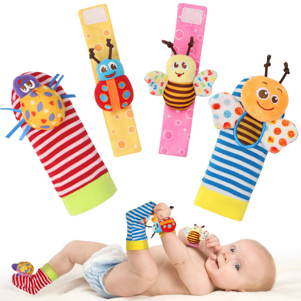Bloobloomax Juguetes de sonajeros para bebés de 0 a 12 meses, jugue...