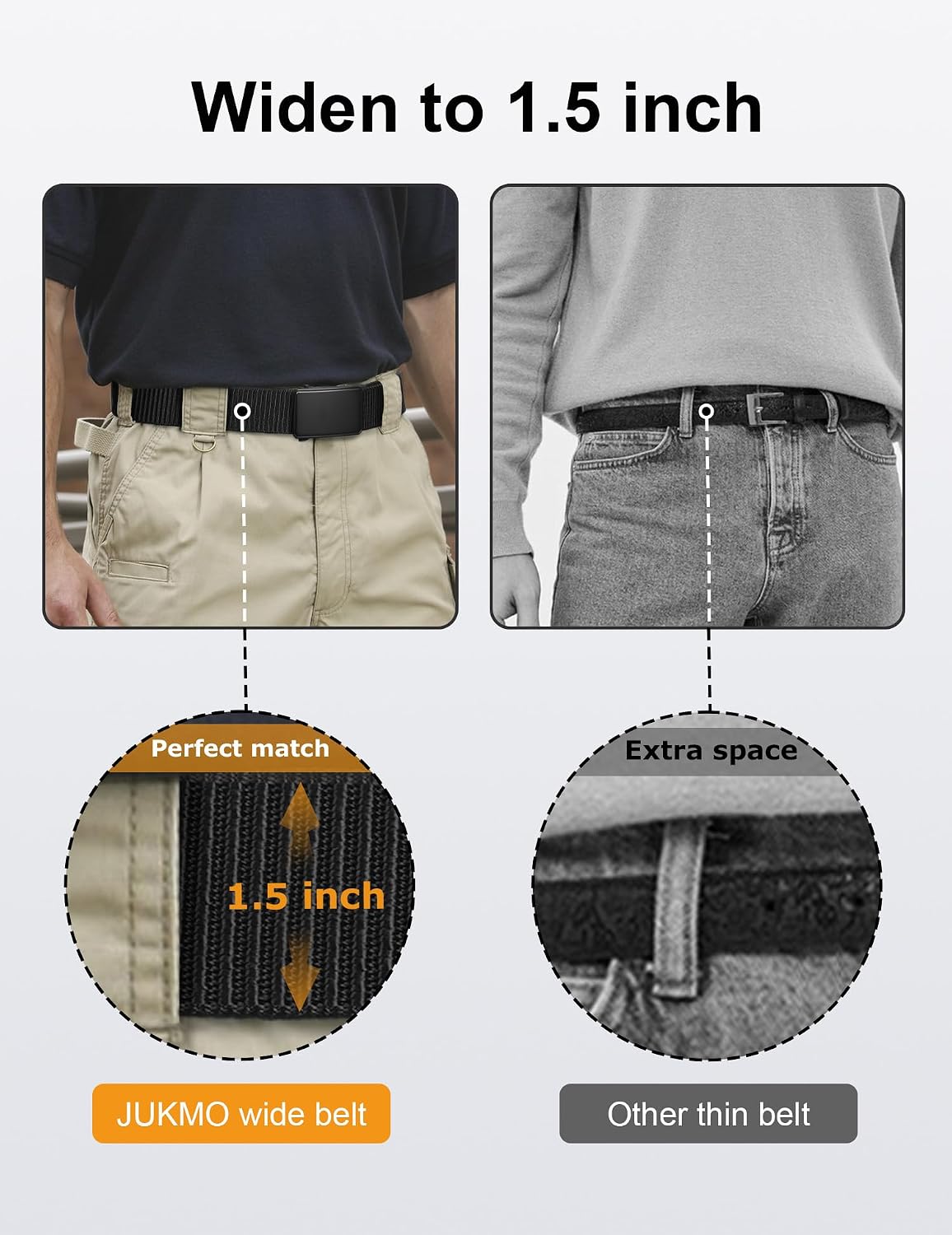 JUKMO - Cinto de nailon con trinquete de 1.5" para hombre, cint...