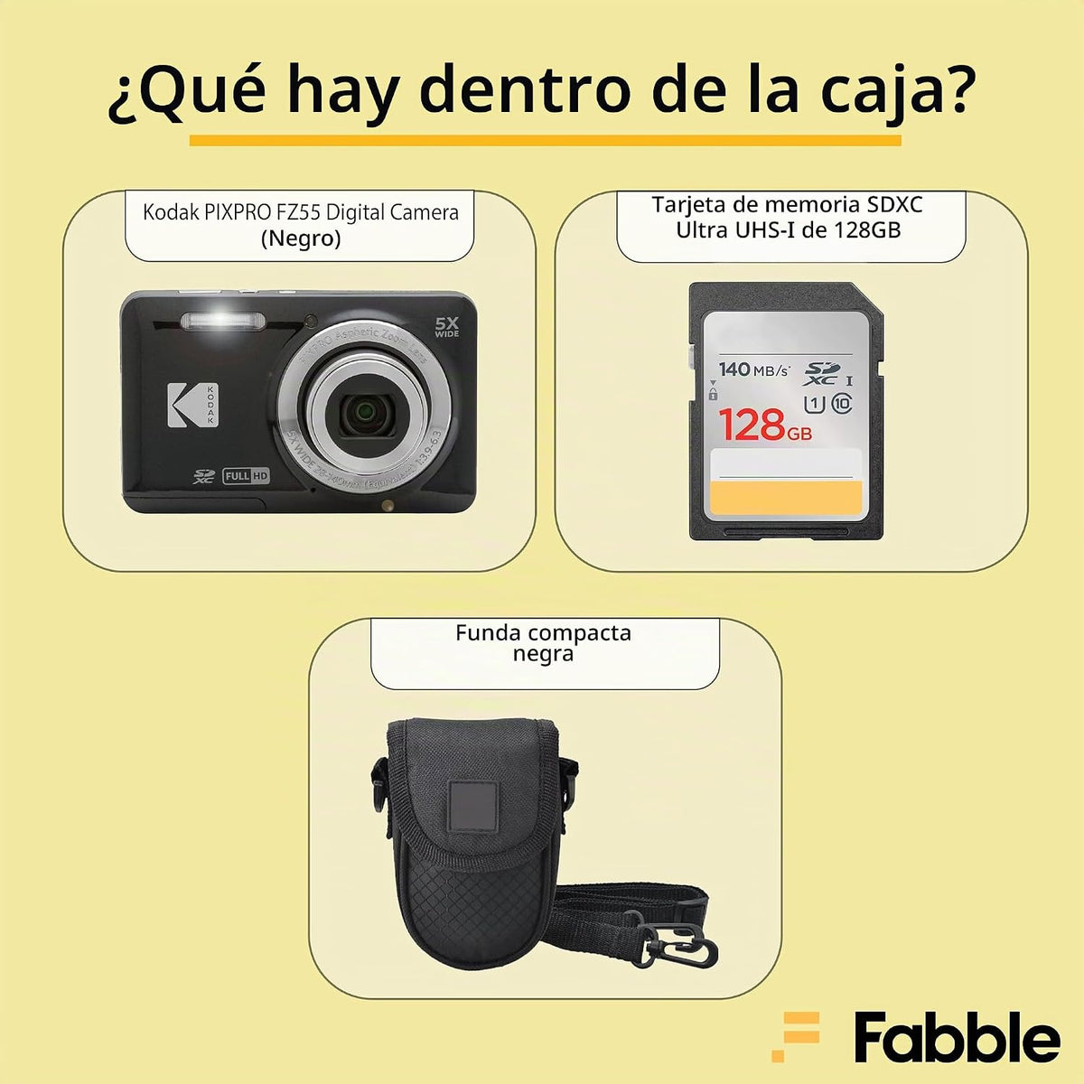 Cámara digital Kodak PIXPRO FZ55 (negra) + Estuche para cámara Poin...