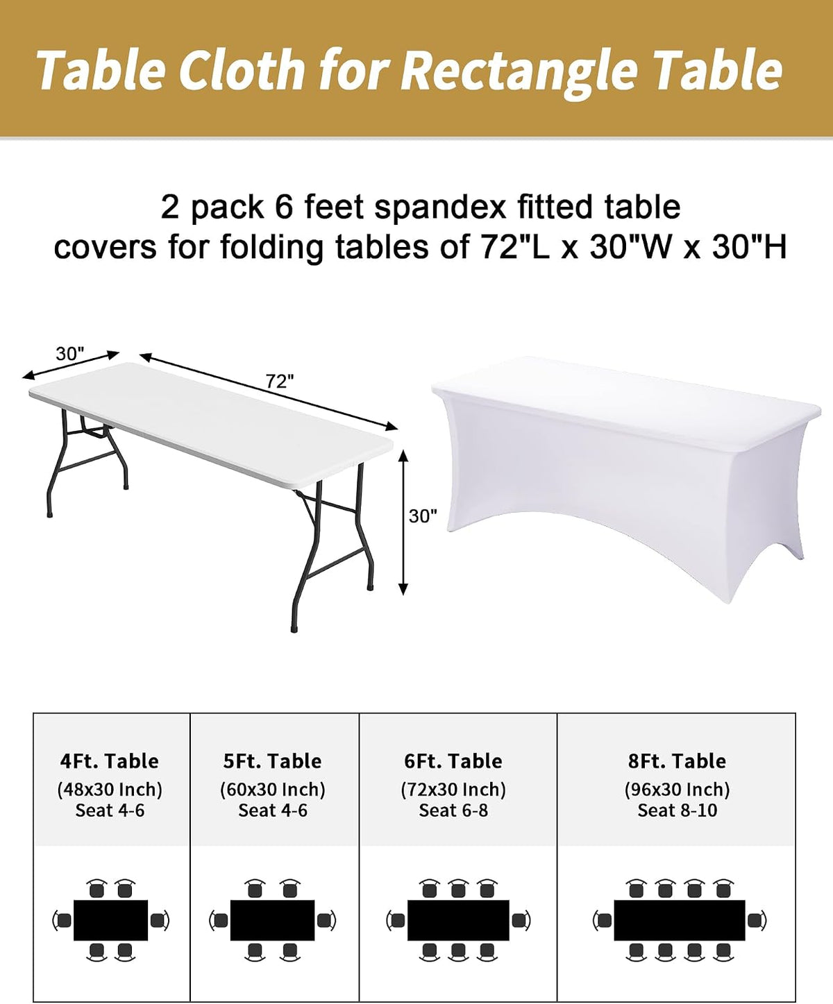Fixwal Paquete de 2 manteles rectangulares de elastano ajustables d...