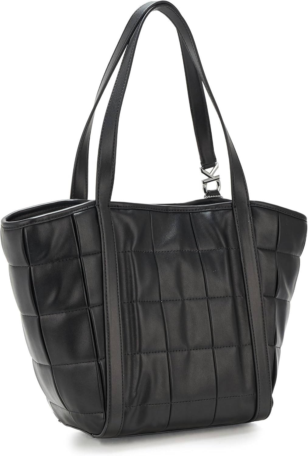 Calvin Klein Tina Shopper Tote, Negro\/Plata, Talla única