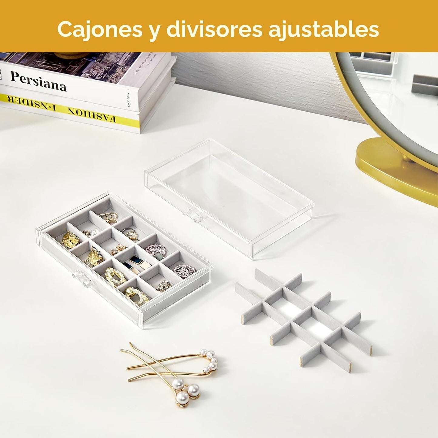 ProCase - Organizador de aretes con 5 cajones, joyero de acrílico t...