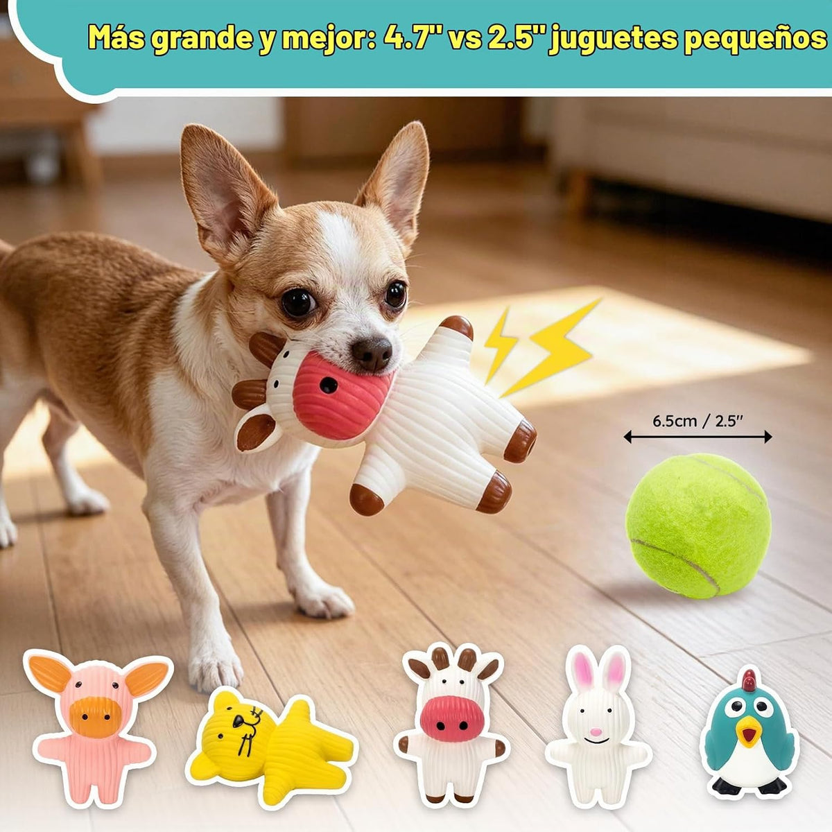 LECHONG Paquete de 5 juguetes de látex para perros pequeños, juguet...