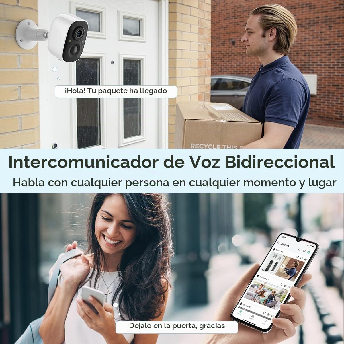GMK Paquete de 2 cámaras de seguridad solares inalámbricas para ext...