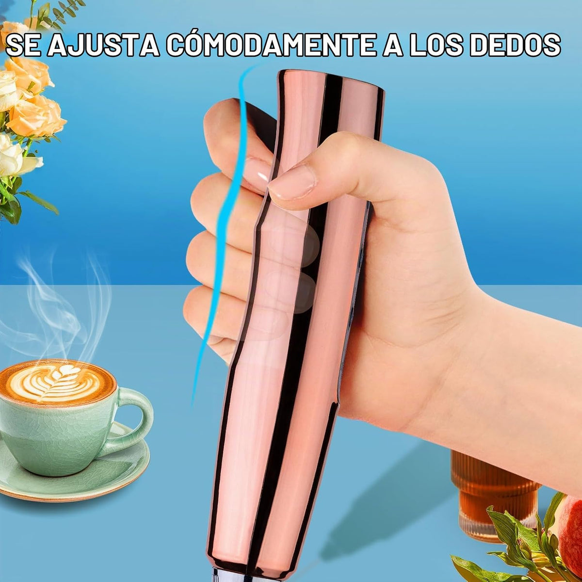 YUSWKO Varita espumadora de leche de mano para café, batidor eléctr...