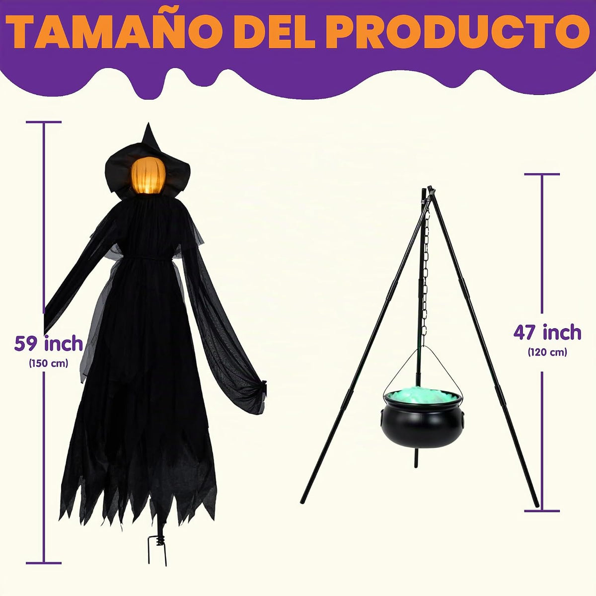 JOYIN Decoración de bruja de Halloween de 5 pies para exteriores, j...