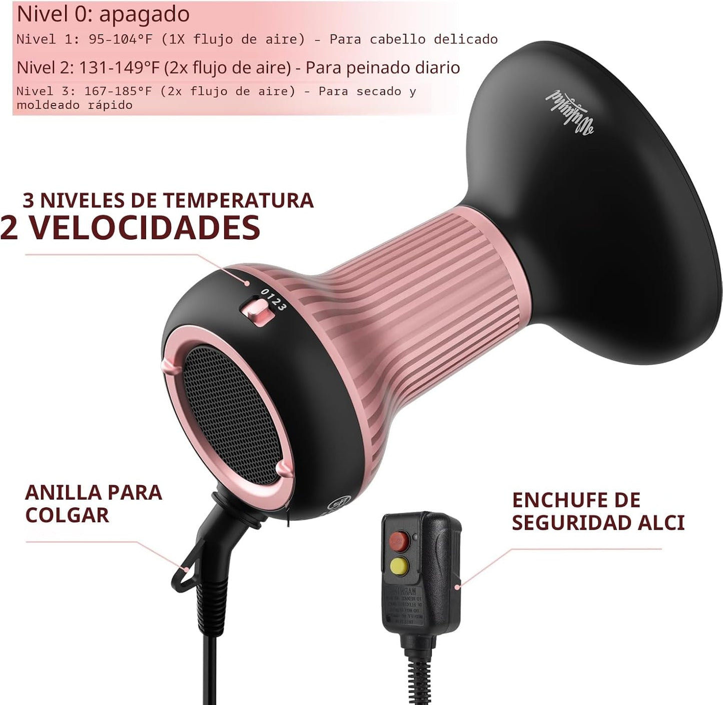 Secador de pelo difusor para cabello rizado, mejora los rizos y dif...