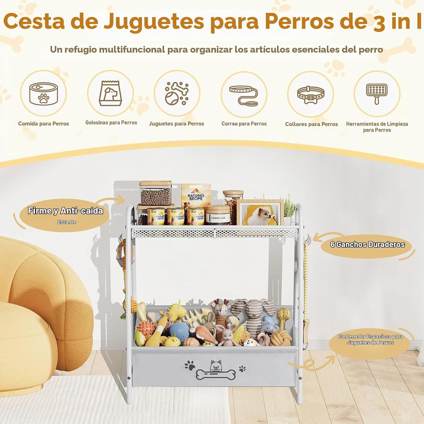 Lomivra Cesta grande de juguetes para perros (23.6 x 11.2 x 9.7 pul...