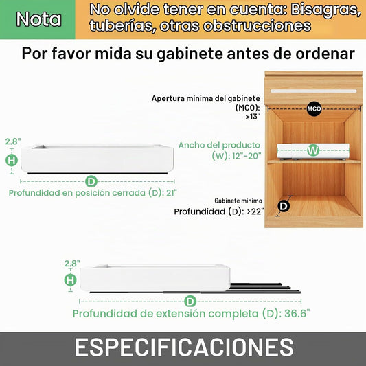 Organizador de gabinete extraíble, paquete de 2, expandible (30 cm...