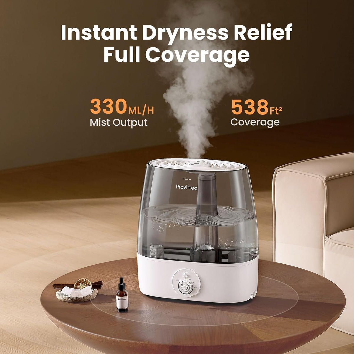 Provirtec Humidificador de tanque limpio de 6.5L para habitación gr...