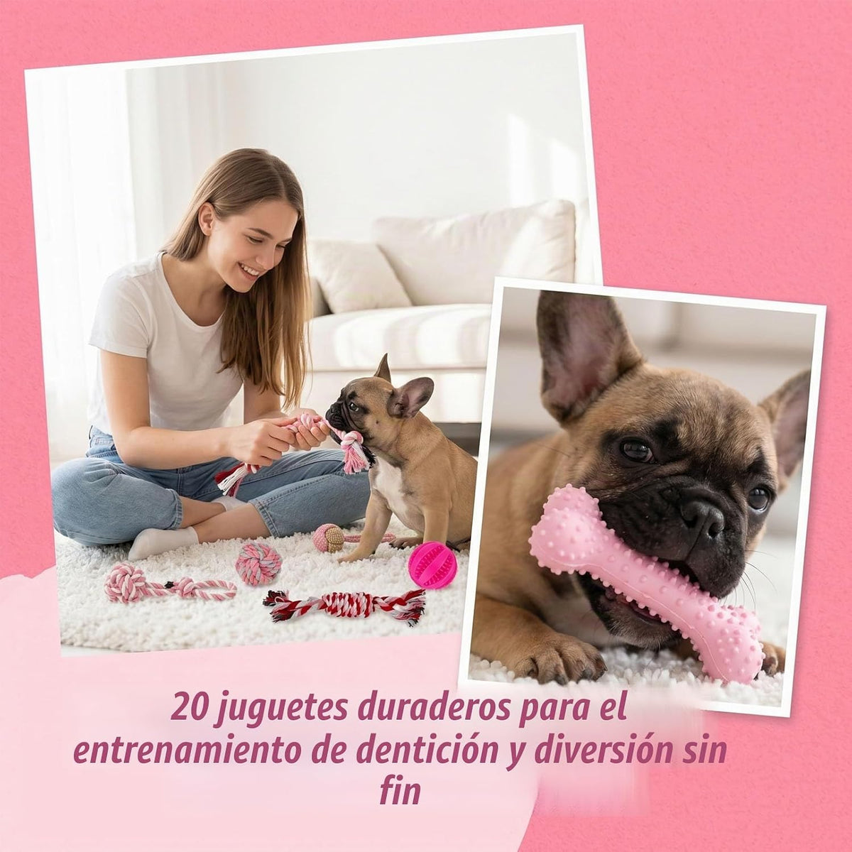 Paquete de 20 juguetes masticables para dentición para perros peque...