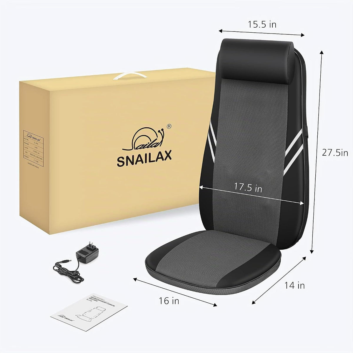 Snailax Masajeador de espalda con calor, cojín de asiento de masaje...